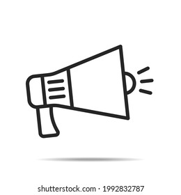 loudspeaker megaphone icon in black line style. suitable for business graphic assets, web design, banners, brochures, applications, print media, etc.