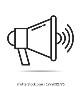 loudspeaker megaphone icon in black line style. suitable for business graphic assets, web design, banners, brochures, applications, print media, etc.