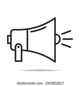 loudspeaker megaphone icon in black line style. suitable for business graphic assets, web design, banners, brochures, applications, print media, etc.