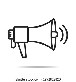 loudspeaker megaphone icon in black line style. suitable for business graphic assets, web design, banners, brochures, applications, print media, etc.