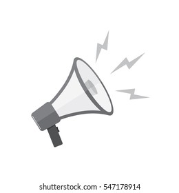 Loudspeaker or megaphone icon. Gray megaphone isolated on white background. Vector illustration