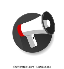 Loudspeaker or megaphone icon isolated on circle black background. Vector illustration.