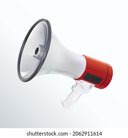 Loudspeaker or Megaphone Icon Isolated on White Background. Announcement Concept. Shout It Out. Without Hand. Screaming in horn. Electronic Loud Speaking Device with copy space. Volume message.