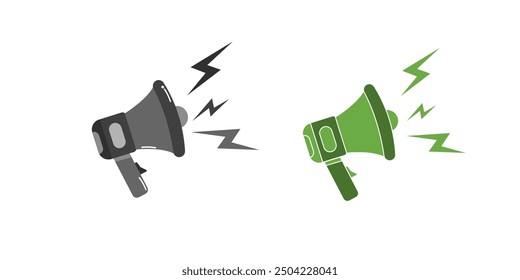 Loudspeaker megaphone icon set. Megaphone icon set. Electric megaphone with sound or marketing advertising. Megaphone icon, loud speaker icon