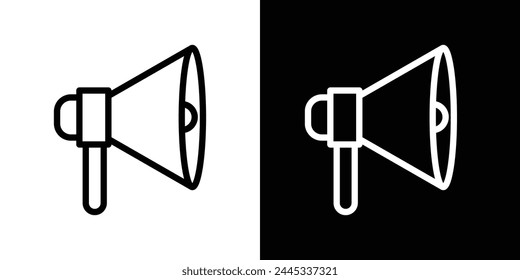 Loudspeaker and Megaphone Icon Set. Public Announcement and Political Advertisement Symbols.