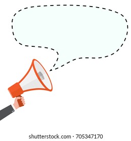 Loudspeaker or megaphone icon. Megaphone with speech bubble, isolated on white background. Vector illustration
