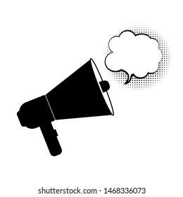 loudspeaker, megaphone  icon vector, Announcement flat design symbol style  on white background with cloud speech bubble. Can be used in web and mobile