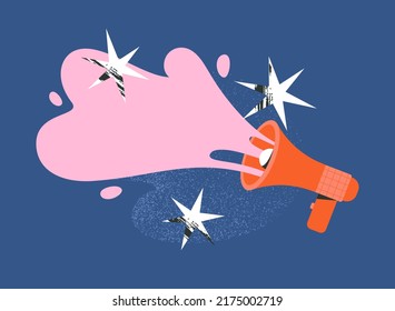 Loudspeaker, megaphone illustration. Making announcements, public speech. Promotion, advertisement, attention concept. Talking in a loud speaker. Isolated trendy vector