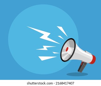 Loudspeaker and megaphone with lightings on color background. vector illustration, advertising something. Banner.