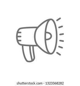 Loudspeaker, megaphone line icon.