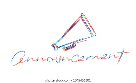 Loudspeaker, megaphone, speaker,  3d Color line art ( RGB ) vector illustration.