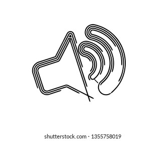 Loudspeaker, megaphone, speaker, line art icon vector illustration.