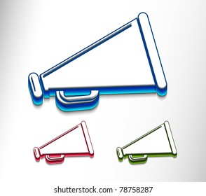 Loudspeaker, megaphone, speaker. Vector icon illustration.