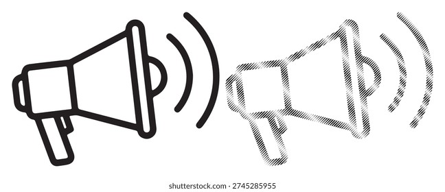 Loudspeaker megaphone symbol, audio volume broadcasting, news promotion, advertising sound