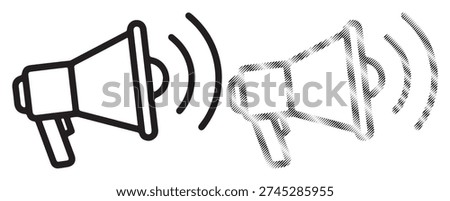 Loudspeaker megaphone symbol, audio volume broadcasting, news promotion, advertising sound