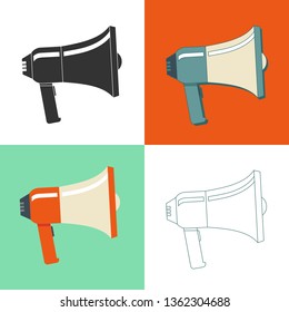 Loudspeaker or megaphone vector icon isolated on a light background. Concept of promotion, advertising, communication.