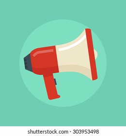 Loudspeaker or megaphone vector icon isolated on a light background. Concept of promotion, advertising, communication. 