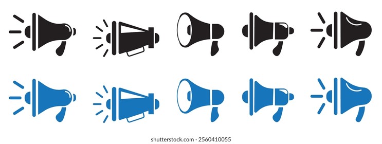 Loudspeaker megaphone vector icon set