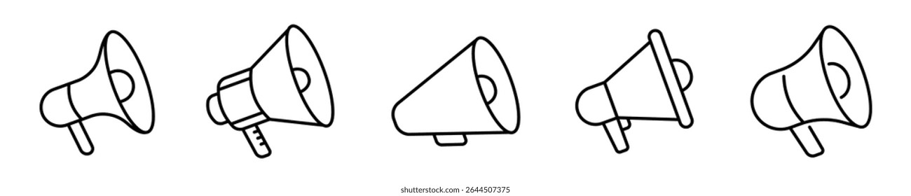 Conjunto de iconos vectoriales de megáfono de altavoz