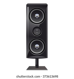 Loudspeaker on the stand. Isolated on white background