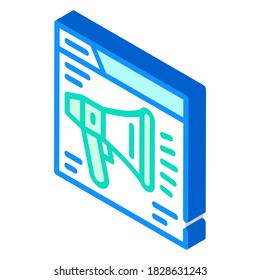 loudspeaker on web site isometric icon vector. loudspeaker on web site sign. isolated symbol illustration