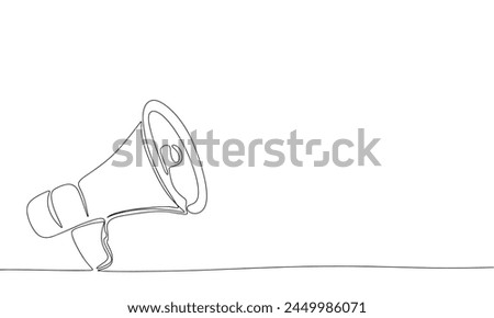 Loudspeaker one line continuous. Line art megaphone. Hand drawn vector art.