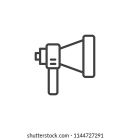 Loudspeaker outline icon. linear style sign for mobile concept and web design. Megaphone simple line vector icon. Announcement speaker symbol, logo illustration. Vector graphics