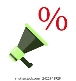 Loudspeaker with percentage line icon. Horn, volume, signal, megaphone, station, speaker, speaker. Vector icon for business and advertising