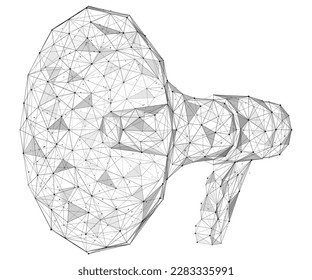 The loudspeaker. Polygonal design of lines and dots.