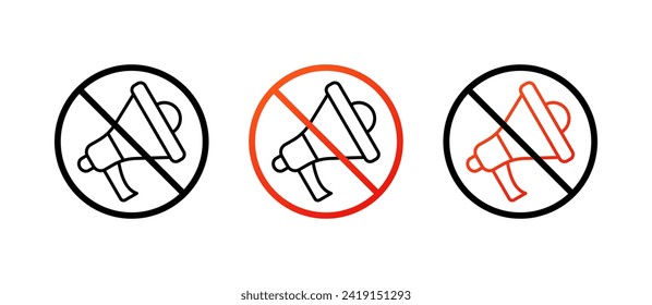 Los altavoces prohibieron los iconos. Estilo plano. Iconos del vector