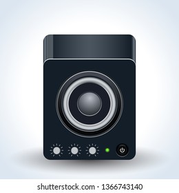 Loudspeaker realistic vector icon on white background