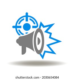 Loudspeaker screaming and aim vector illustration. Promotion Goal Success Icon.