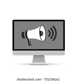 Loudspeaker screen, marketing. Vector illustration