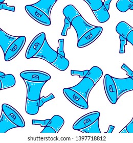 Loudspeaker Seamless Pattern. Megaphone Seamless Pattern. Refer a Friend. Referral Program. Loudspeaker Seamless Pattern on white background isolated. Stock Vector Illustration. Cartoon style.   