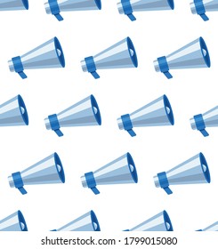 Loudspeaker Seamless Pattern. Megaphone Seamless Pattern. Refer a Friend. Referral Program. Loudspeaker Seamless Pattern on white background isolated. Stock Vector Illustration. Cartoon style. eps