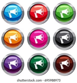 Loudspeaker set icon isolated on white. 9 icon collection vector illustration