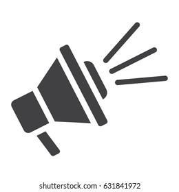 Loudspeaker solid icon, megaphone and website button, horn vector graphics, a filled pattern on a white background, eps 10.