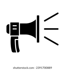 Loudspeaker, sound lines, loud speaker solid icon, acoustic concept, megaphone vector sign on white background, glyph style icon for mobile concept and web design. Vector graphics