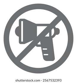 Loudspeaker speech ban solid icon, prohibited elements concept. Vector graphics. Loud speaker, sound boosting forbidden sign on white background, glyph style icon for mobile or web design