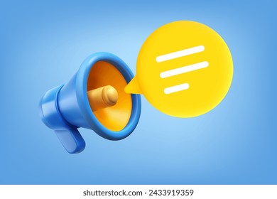 loudspeaker with speech bubble. Announcement concept. 3d vector illustration
