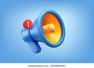 loudspeaker with speech bubble. Announcement concept. 3d vector illustration
