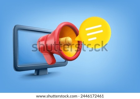 loudspeaker with speech bubble. Announcement concept. 3d vector illustration
