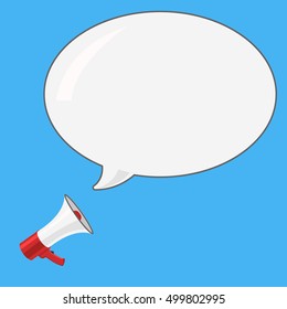 Loudspeaker with speech bubble icon. Megaphone sign. Announcement symbol. Vector flat illustration