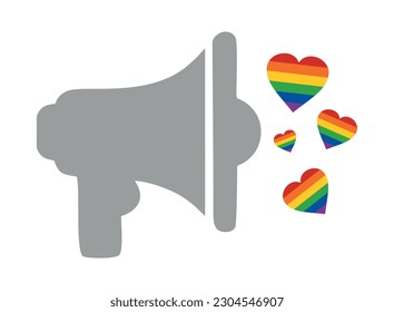 Loudspeaker spreading love with LGBT hearts