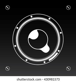 Loudspeaker Subwoofer Inverted Icon - White Stylized Speaker on Black100  to 90 Percent Vertical Gradient - Pictogram Sign Highlights Shadows Stencil Style