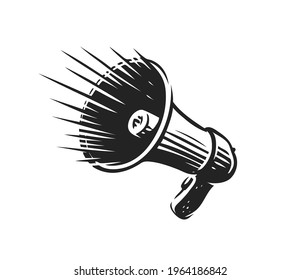 Loudspeaker symbol. Megaphone isolated on white. Vector illustration