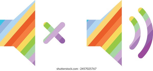 loudspeaker symbol with rainbow color inside, loudspeaker symbol vector illustration.