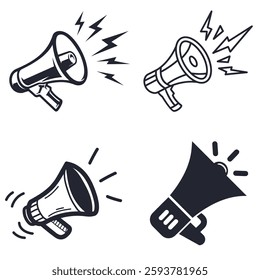loudspeaker symbol vector illustration set