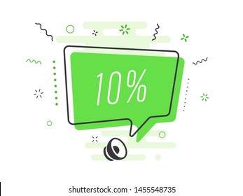 Loudspeaker with text '10%' on Quick Tips badge. Business concept for new ideas creativity and innovative solution. File has clipping path.