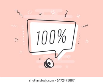 Loudspeaker with text '100%' on Quick Tips badge. Business concept for new ideas creativity and innovative solution. File has clipping path.